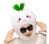 Generisch White Beet Cartoon Vegetable Costume - Photo Hat and Plush Role Play Prop for Farm Theme Parties, Harvest Festivals | For Halloween Costume Party