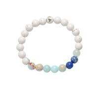 Generisch White Silicone Bracelet Star Bracelet Eight Planets Natural Stone Bracelet Unisex Beaded Bracelet, 8 mm Natural Stone Tooth Fitness Bracelet, one size, Artificial Crystal, No Gemstone