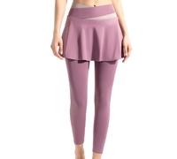 Generisch White Trousers Women's Medicine Women's Yoga Tennis Skirt Leggings High Waist 2 in 1 Trousers Tennis Clothing Sportswear Leggings with Pocket, purple, S