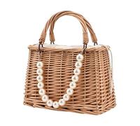 Generisch Wicker Bag, Large Capacity, Easy Access Tote Bag, Braided Tote Bag, for Mobile Phone, Lipsticks, Purse, Sunglasses, Commuting, Music Festival, Holiday, pearl, Siehe Beschreibung