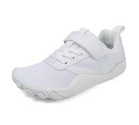 Generisch Wide Barefoot Five Finger Soft Sole Casual Trainers for Toe Freedom Non-Slip Design, White, 4 UK