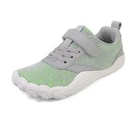 Generisch Wide barefoot five-toe children's trainers with soft sole for natural walking, optimal everyday life, Light green, 1 UK