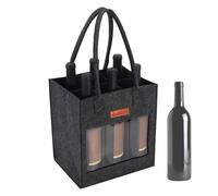 Generisch Wine Carrier for 6 Bottles - Leakproof Felt Bag With Handle for Red Wine, Liquor - Darkgray