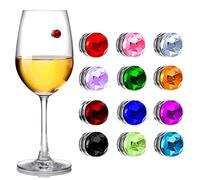 Generisch Wine Glass Markers, Pack of 12 Crystal and Magnetic Cocktail Labels - Stemless Wine Glass Labels for Christmas, Valentine's Day, Party, Champagne, Decoration