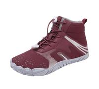 Generisch Winter Ankle Boots for Couples Fashion Fleece Lined Slip On Lace Up Design Comfortable Warm Boots for Cold Weather Outdoor Use Daily Use Durable Non-Slip Sole, Wine Red, 36 EU