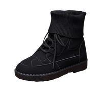 Generisch Winter Ankle Boots Women's Half Height Wellington Boots Warm Rubber Boat Platform Riding Boots Waterproof Windproof Boots Leisure Stable Shoes Thick Bottom Winter Shoes, black, 7 UK