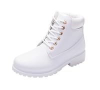 Generisch Winter Boots Men's Nit Heel Snow Boots Women's Outdoor Hiking Ankle Boots Warm Winter Shoes Waterproof Trainers Lined Lace-up Boots Trekking Combat Boots Unisex Riding Boots, White, 8.5 UK