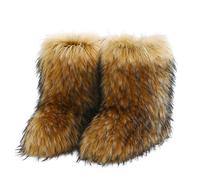 Generisch Winter Boots Women's Lined Ankle Boots Plush Cowboy Boots Winter Boots Western Boots Casual Shoes Thermal Boots Women's Boots Snow Boots, gold, 4 UK