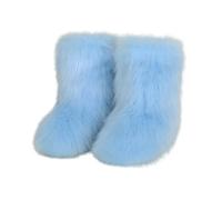 Generisch Winter Boots Women's Lined Ankle Boots Plush Cowboy Boots Winter Boots Western Boots Casual Shoes Thermal Boots Women's Boots Snow Boots, sky blue, 6 UK