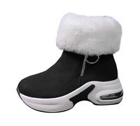 Generisch Winter Boots Women's Lined Snow Boots Arch Support Winter Boots Warm Comfortable Ankle Boots Platform Non-Slip Suede Boots with Zip Snow Boots for Winter Snow, black, 9 UK