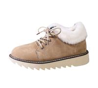 Generisch Winter Boots Women's Lined Snow Boots, Wide Fit Ankle Boots, Warm and Comfortable Winter Boots, Flat Outsole, Non-Slip Platform Boots, Lacing, Winter Ankle Boots, Autumn Winter, khaki, 8 UK