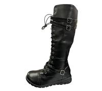 Generisch Winter Boots Women's Shoes Foreign Trade Large Women's Boots Barrel Boots Side Zip Boots Flat Bottom Belt Buckle Leather Boots, black, 9 UK