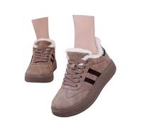 Generisch Winter Boots Women's Warm Lined Winter Shoes Thick Base High Top Board Shoes Casual Sneakers Retro Snow Boots Plush Slip-On Boots Short Shaft Outdoor Hiking Shoes Boots, coffee, 5 UK