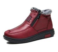 Generisch Winter Boots Women's Waterproof Winter Boots, Outdoor Winter Shoes Warm Ankle Boots Winter Snow Depth Lined Short Shaft Boots Non-Slip Slip-On Boots Air Cushion Boots Flat, red, 6 UK