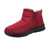 Generisch Winter Boots Women's Waterproof Winter Shoes Warm Ankle Boots Winter Snow Depth Lined Short Shaft Boots Non-Slip Slip-On Boots Flat Soft Hiking Boots, red, 7 UK