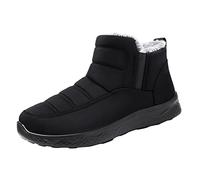 Generisch Winter Boots Women's Waterproof Winter Shoes Warm Ankle Boots Winter Snow Depth Lined Short Shaft Boots Non-Slip Slip-On Boots Flat Soft Hiking Boots, black, 8 UK