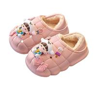 Generisch Winter Cartoon Bowknot Little Girl Child Cotton Slippers Girl Non Positioning Decorations Non-Slip Cute House Warm Plush Cotton Shoes, pink, 11.5 UK Child