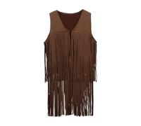 Generisch Winter Coat Women's Cowboy Cowgirl Vest Outfits Hippie Costume Set Children Girls Fringe Tassel Vest Cosplay Party Costume Anime Costume Women (Brown, 7-8 Years)