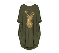 Generisch Winter Dress Women's Long Sleeve Pocket Dress Loose Christmas O Plus Towns Women Size Dress Women Long Neck Women's Dress Dusky Pink Women, Green, XL