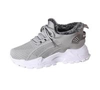 Generisch Winter Fluffy Winter Shoes Plush Winter Boots Women's Boots Warm Hiking Shoes Lined Non-Slip Waterproof Winter Boots with Lacing Short Boots Casual Snow Shoes, Hell Ashy, 8 UK