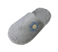 Generisch Winter Indoor Outdoor Slippers Small Flower Slippers Non-Slip Deodo Rant Soft Thick Bottom Cotton for Men Women, gray, 5 UK