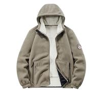 Generisch Winter Jacket Men's Fleece Jacket Without Hood Fashion Work Jacket Casual Denim Jacket Cool Shirt Jacket Comfortable Transition Jacket Fashion Jacket Fleece Leisure Jacket, khaki, XXL