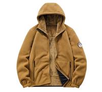 Generisch Winter Jacket Men's Fleece Jacket Without Hood Fashion Work Jacket Casual Denim Jacket Cool Shirt Jacket Comfortable Transition Jacket Fashion Jacket Fleece Leisure Jacket, Rose Gold, XXL