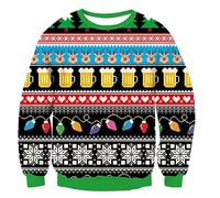 Generisch Winter New Men's Christmas 3D Digital Print Loose Long Sleeve Hoodie Rust, Green, M