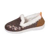 Generisch Winter Plus Size Fleece Lined Embroidered Flat Shoes in Various Colours, brown, 8.5 UK