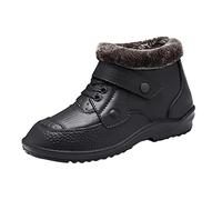 Generisch Winter Shoes for Men Waterproof with Buckles - Thermal Shoes Warm Lined Plush - Breathable Round Toe Trekking Shoes Comfortable Leisure Shoes Winter Boots Non-Slip Snow Shoes, black, 9.5 UK