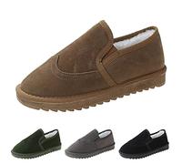 Generisch Winter Shoes Men's Waterproof Warm Hiking Shoes Lined Plush Snow Shoes Non-Slip Thermal Shoes Low Winter Boots Breathable Casual Shoes Slip-On Boots Flat Shoes, black, 9.5 UK