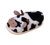 Generisch Winter Shoes Women's Winter Cow Flat Bottom Warm Comfortable Cotton Slippers Flat Shoes Women's Covers, White, 7 UK