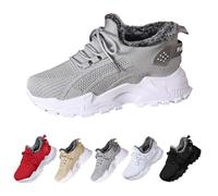 Generisch Winter Shoes Women's Winter Lined Warm Trainers Orthopaedic Wide Feet Trainers Wide Outdoor Shoes Winter Boots Outdoor Non-Slip Barefoot Shoes Lace-Up Trainers, Hell Ashy, 6 UK