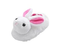 Generisch Winter Slippers, Washable, Cute Stereoscopic Rabbit, Warm, Non-Slip Cotton Slippers for Indoor Use, House Socks, Black, White, 11.5 UK Child