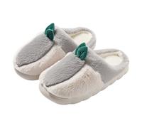 Generisch Winter Slippers Women Men Warm Slippers Non-Slip Plush Slippers Soft Felt Slippers Memory Foam Slides Comfortable Slippers for Couples Suitable for Indoor / Outdoor Use, gray, 8 UK