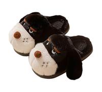 Generisch Winter Slippers Women's Lined Felt Slippers Cartoon Puppy Slippers - Comfortable Cotton Memory Foam Slippers Plush Warm Fluffy Hut Shoes for Indoor and Outdoor Use, black, 6 UK
