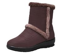 Generisch Winter Snow Boots for Women Lined Warm Slip On Boots Waterproof Outdoor Booties Comfortable Shoes for Women, brown, 5 UK