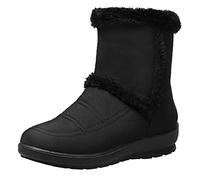 Generisch Winter Snow Boots for Women Lined Warm Slip On Boots Waterproof Outdoor Booties Comfortable Shoes for Women, black, 5 UK