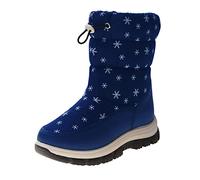 Generisch Winter Snow Boots with Thick Soles Non-Slip Waterproof Thigh Boots Side Zip Plain Snow Print Warm Comfortable for, blue, 11.5 UK Child