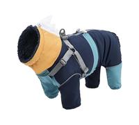 Generisch Winter Snowsuit with Harness, Fleece Lined Jumpsuit, Four-Legged Coat for Small, Medium, Large Dogs, Cold-Proof Clothing with Adjustable Design (Blue, XL)