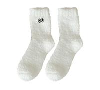 Generisch Winter Socks Men's Black Soft Fluffy Winter Cosy Slipper Socks, Cute Plush Warm Sleeping Socks for Christmas Socks for Diabetics Winter Without Rubber, White, One Size