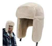 Generisch Winter Trapper Hat, Trapper Hat - Russian Bomber Hat with Ear Flaps, Warm Winter Hats for Women and Girls, Hunting Hat for Cold Weather Outdoor, beige, L