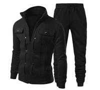 Generisch - Winter Trend for Men Women Loose Sportswear Classic Color Solid Color Pullover Trouser Suit Two Piece, black, XXL