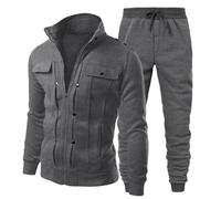 Generisch - Winter Trend for Men Women Loose Sportswear Classic Color Solid Color Pullover Trouser Suit Two Piece, gray, 3XL