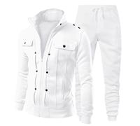 Generisch - Winter Trend for Men Women Loose Sportswear Classic Color Solid Color Pullover Trouser Suit Two Piece, White, XXL