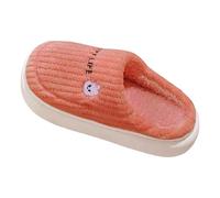 Generisch Winter Warm Slippers Simple Plain Slippers Women's Non-Slip Flat Slippers Soft Comfortable Felt Slippers Fleece Lined Warm Cotton Slippers with Back Foam, Red (watermelon red), 8 UK