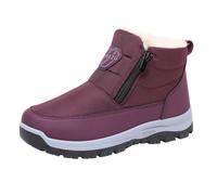 Generisch Winter Warm Snow Boots Winter Shoes Women's Lined Half Height Boots Waterproof Wide Winter Boots Zip Winter Boots Waterproof Ankle Boots Comfortable Snow Shoes, Purple, 7 UK