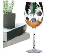 Generisch Winter Wine Glass with Design - 6.8 cm Diameter 22 cm Height 450 ml/500 ml | Hand-Painted Christmas Wine Glass with Santa Claus Christmas Tree Holly Berry - Festive Decoration for Advent