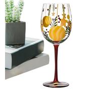 Generisch Winter Wine Glass with Design - 6.8 cm Diameter 22 cm Height 450 ml/500 ml | Hand-Painted Christmas Wine Glass with Santa Claus Christmas Tree Holly Berry - Festive Decoration for Advent