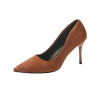 Generisch Winter Women's Casual Shoes Low Heel Flat Round Toe Fly Woven Mesh Comfortable Slip On, brown, 7 UK